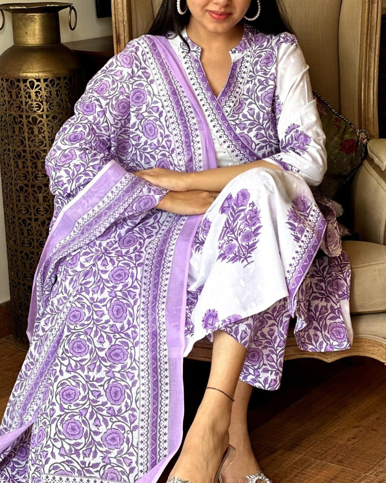 Alpona Lilac 3-Piece Kurti Set