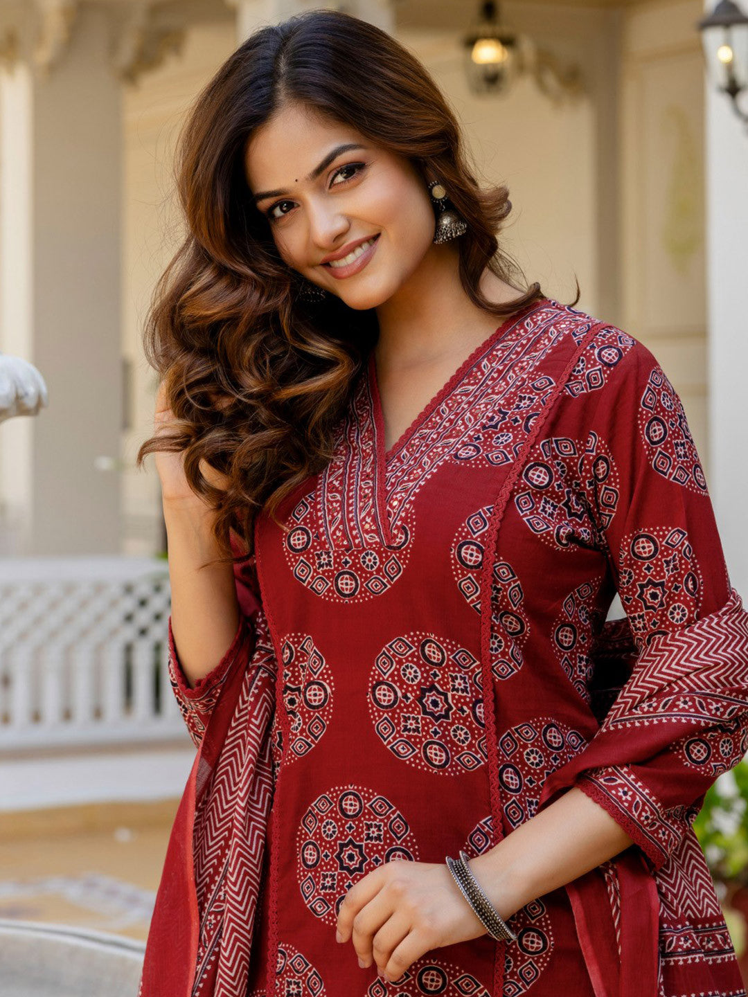 Meenakari Motif 3-Piece Kurti Set